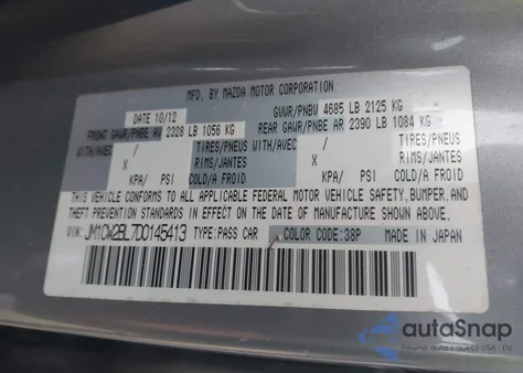 2013 Mazda Mazda5 Sport из США, поврежденный, VIN JM1CW2BL7D0145413